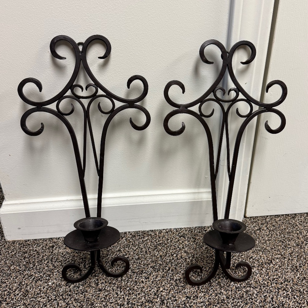 Iron Scroll Candle Sconces